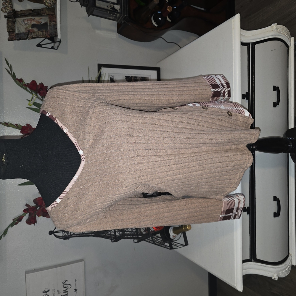 SHEIN Tan Oversized Knit Blouse with Turtleneck